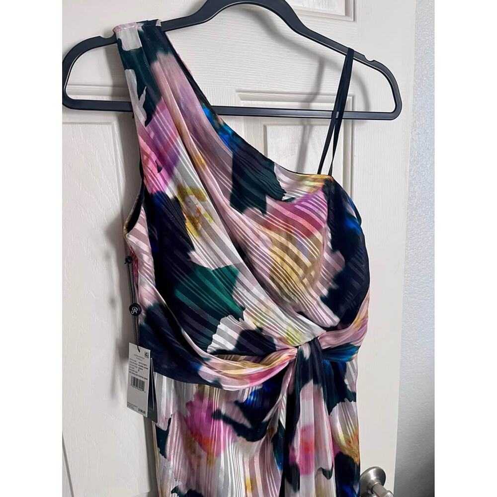 New One Shoulder Floral Chiffon Gown Size 8 - Picture 3 of 8